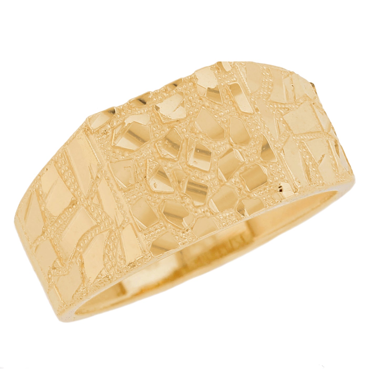 Gold Small Square Mens Diamond Cut Nugget Ring (emgeedi# R13511)