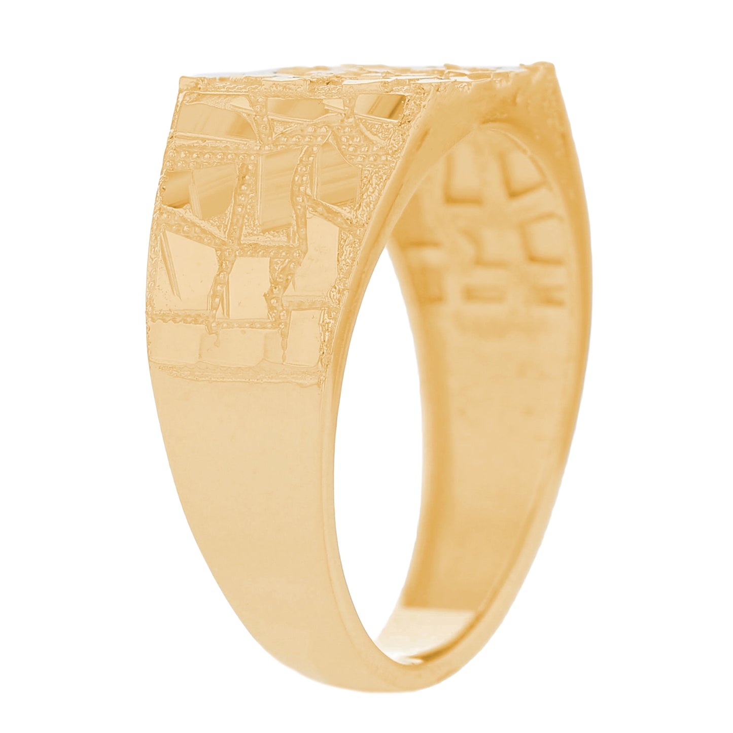 Gold Small Square Mens Diamond Cut Nugget Ring (emgeedi# R13511)