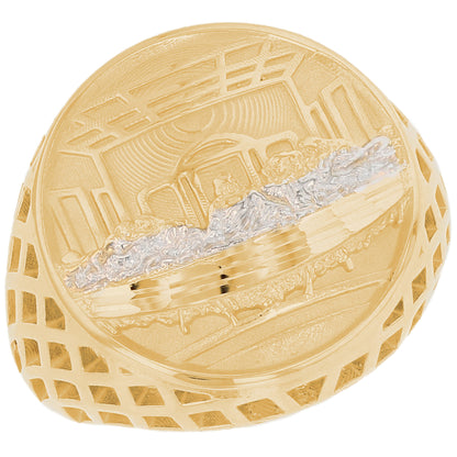 Gold Round Last Supper Mens Diamond Cut Religious Ring (emgeedi# R13566)