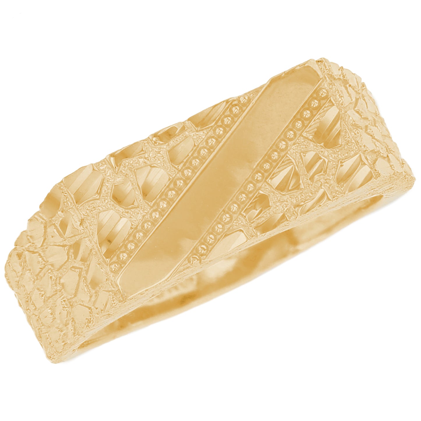 Gold Modern Nugget Mens Diamond Cut Ring (emgeedi# R13569)