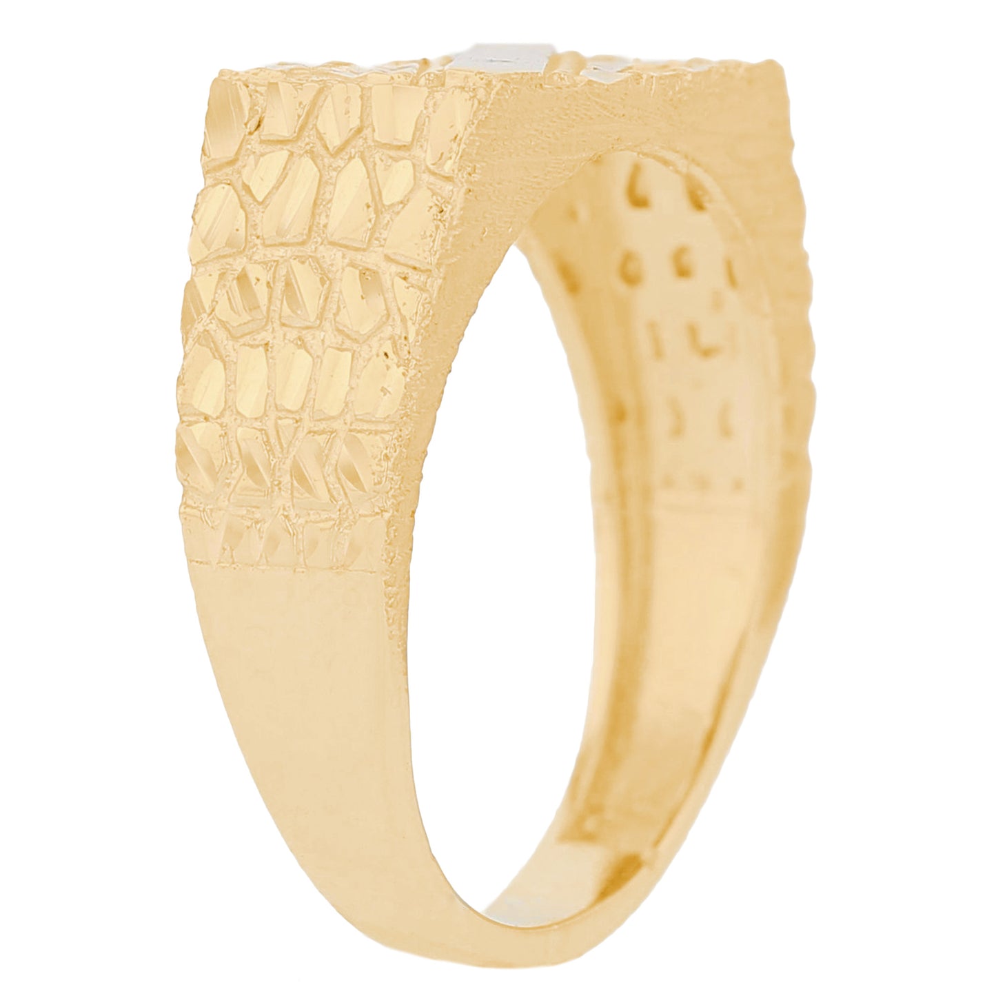 Gold Modern Nugget Mens Diamond Cut Ring (emgeedi# R13569)