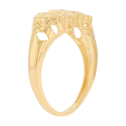 Gold Small Double Heart Womens Diamond Cut Love Ring (emgeedi# R13677)