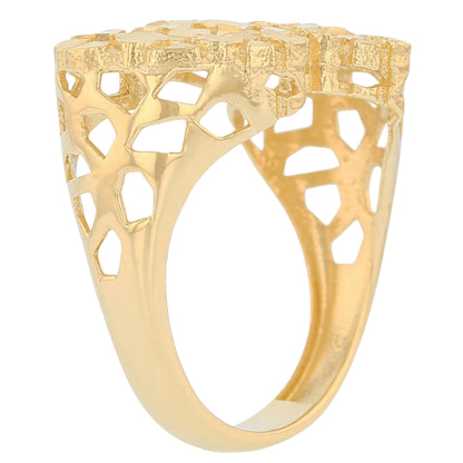 Gold Large Double Heart Womens Diamond Cut Love Nugget Ring (emgeedi# R13649)