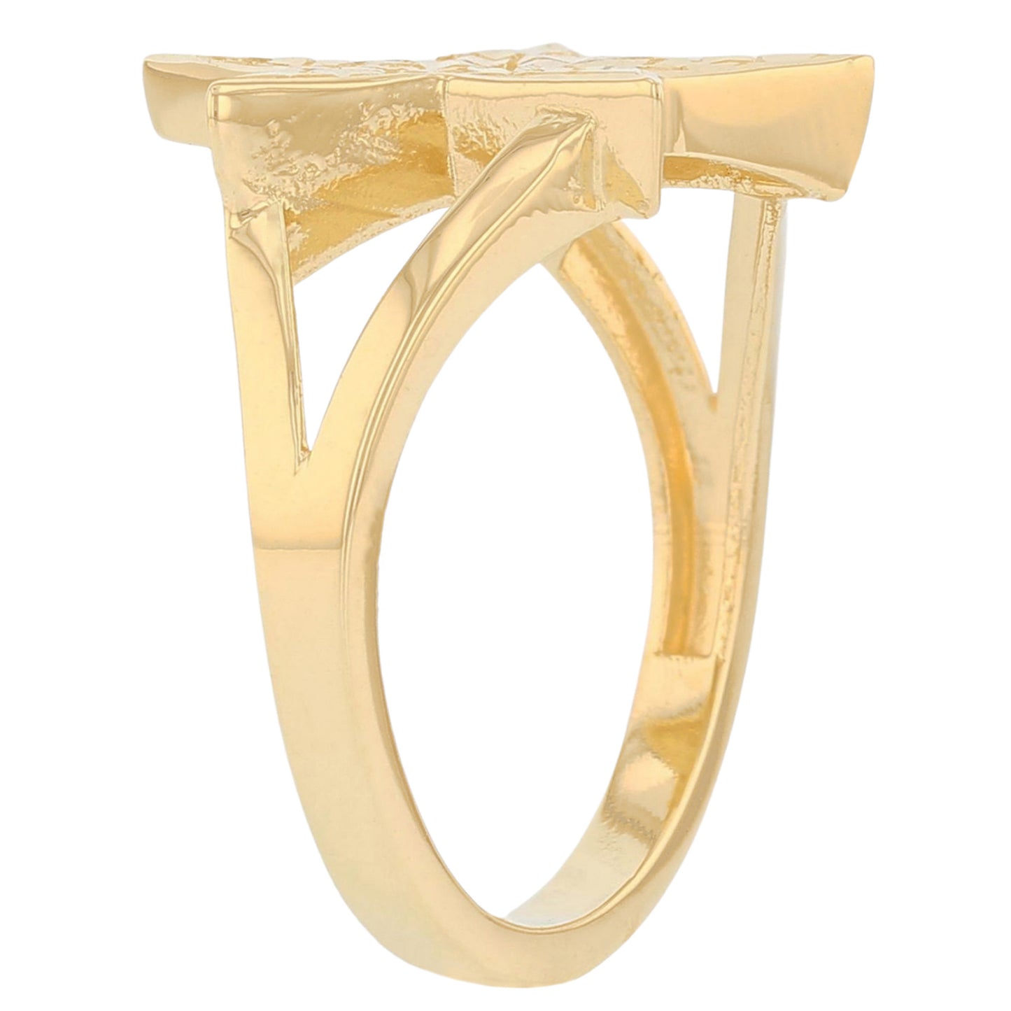 Gold Heavy Split Shank Star Womens Diamond Cut Nugget Ring (emgeedi# R13652)