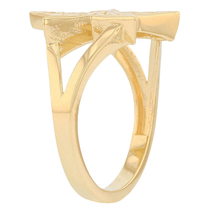 Gold Heavy Split Shank Star Womens Diamond Cut Nugget Ring (emgeedi# R13652)