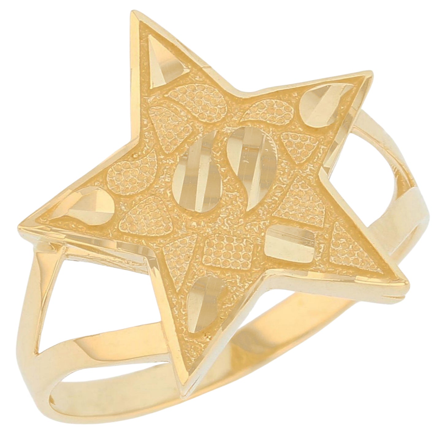Gold Split Shank Star Womens Diamond Cut Nugget Ring (emgeedi# R13653)