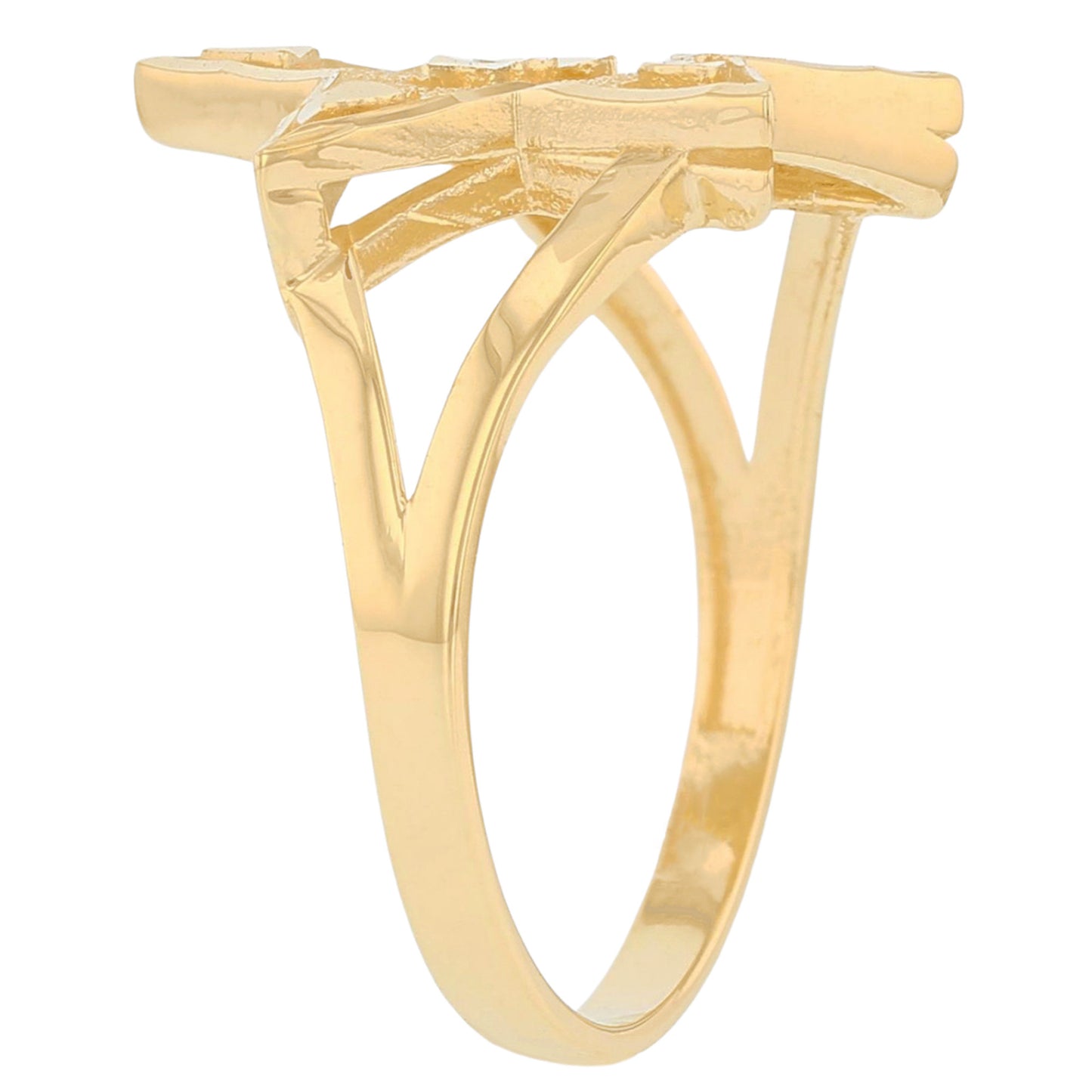 Gold Split Shank Star Womens Diamond Cut Nugget Ring (emgeedi# R13653)
