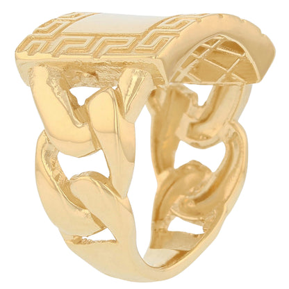 Gold Chain Link Shank Rectangle Mens Greek Ring (emgeedi# R13671)