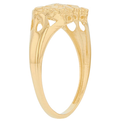 Gold Extra Small Double Heart Womens Diamond Cut Love Nugget Ring (emgeedi# R13678)