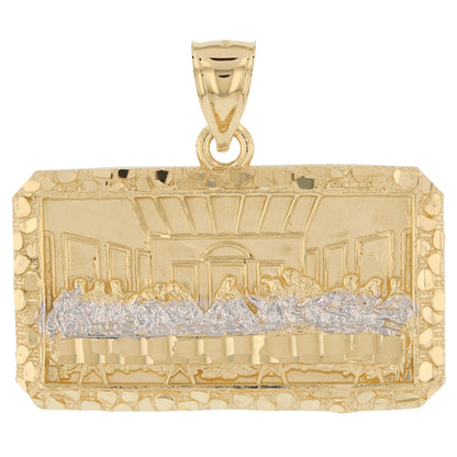 Gold Medium Last Supper Mens Diamond Cut Nugget Religious Jesus Pendant (emgeedi# P13785)