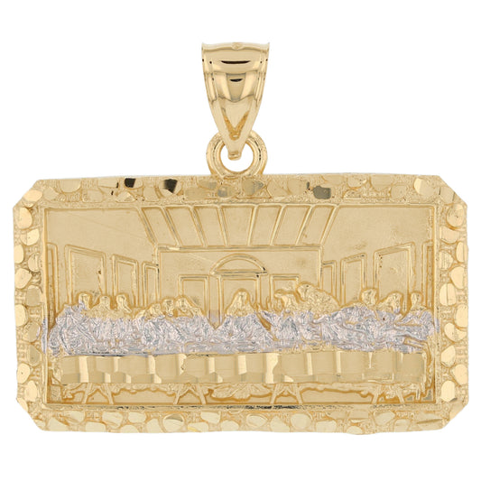 Gold Medium Last Supper Mens Diamond Cut Nugget Religious Jesus Pendant (emgeedi# P13785)