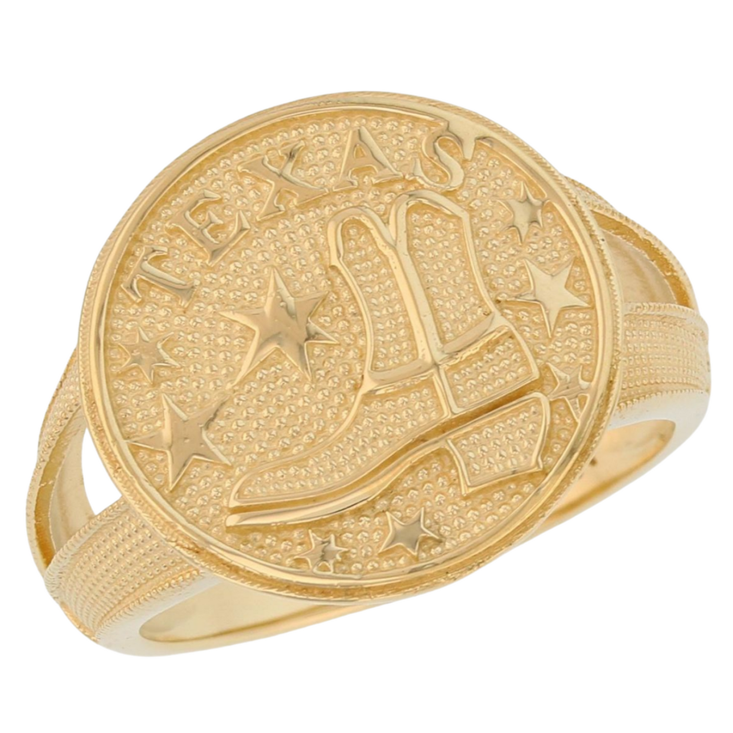 Gold Texas Boot Mens Ring (emgeedi# R13793)