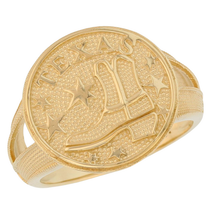 Gold Texas Boot Mens Ring (emgeedi# R13793)