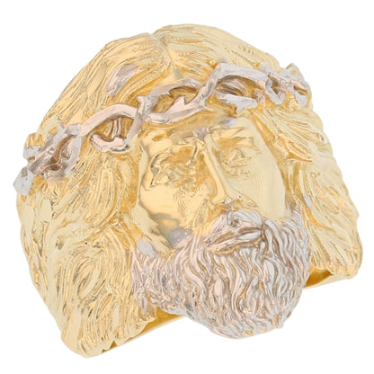 Gold Jesus Mens Diamond Cut Religious Ring (emgeedi# R13837)