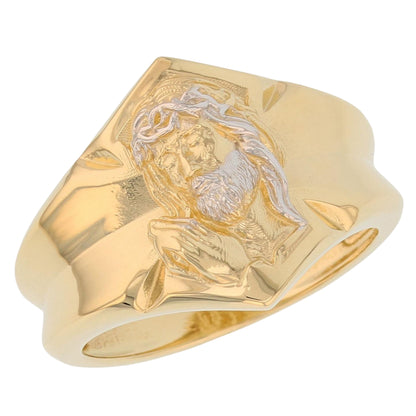 Gold Praying Jesus Mens Religious Ring (emgeedi# R13839)