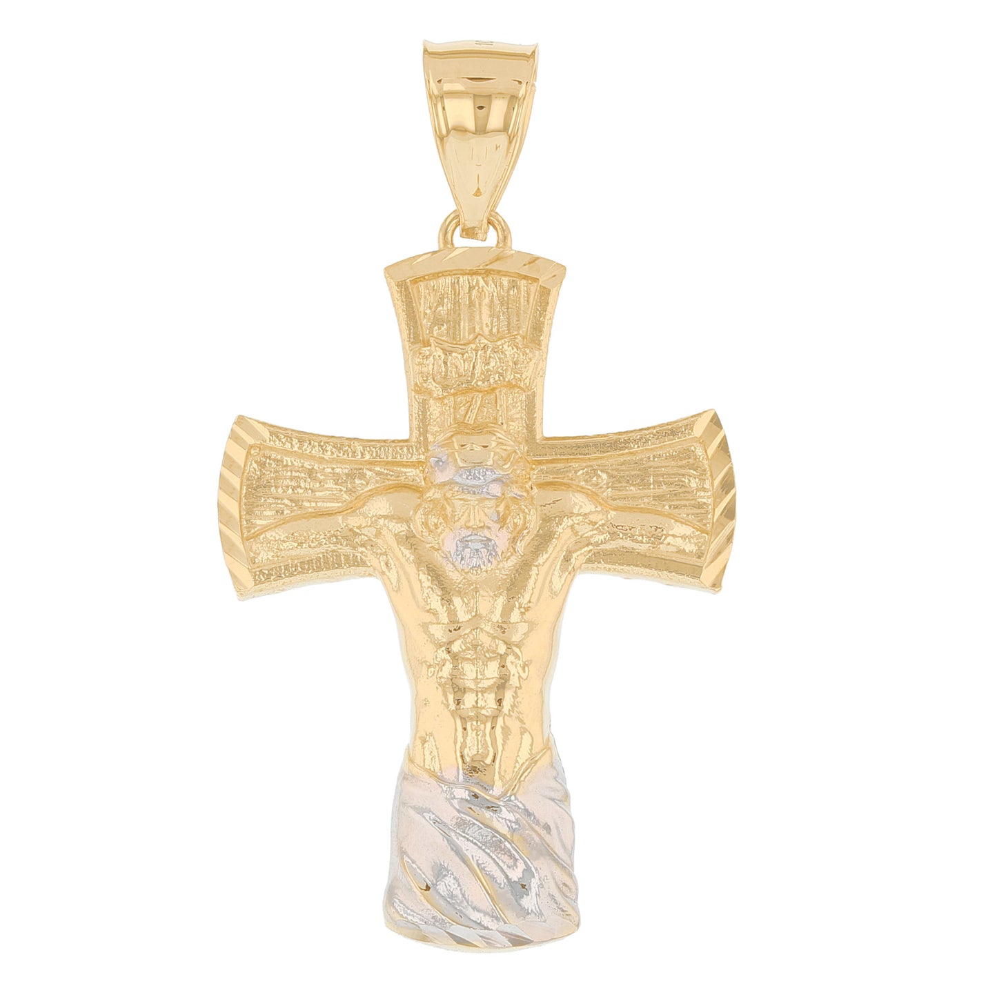 Gold INRI Jesus Cross Crucifix Mens Diamond Cut Religious Pendant (emgeedi# P13917)