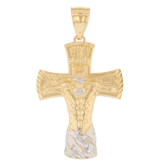 Gold INRI Jesus Cross Crucifix Mens Diamond Cut Religious Pendant (emgeedi# P13917)