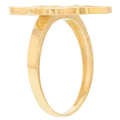 Gold Large Hamsa Womens Diamond Cut Ring (emgeedi# R14234)