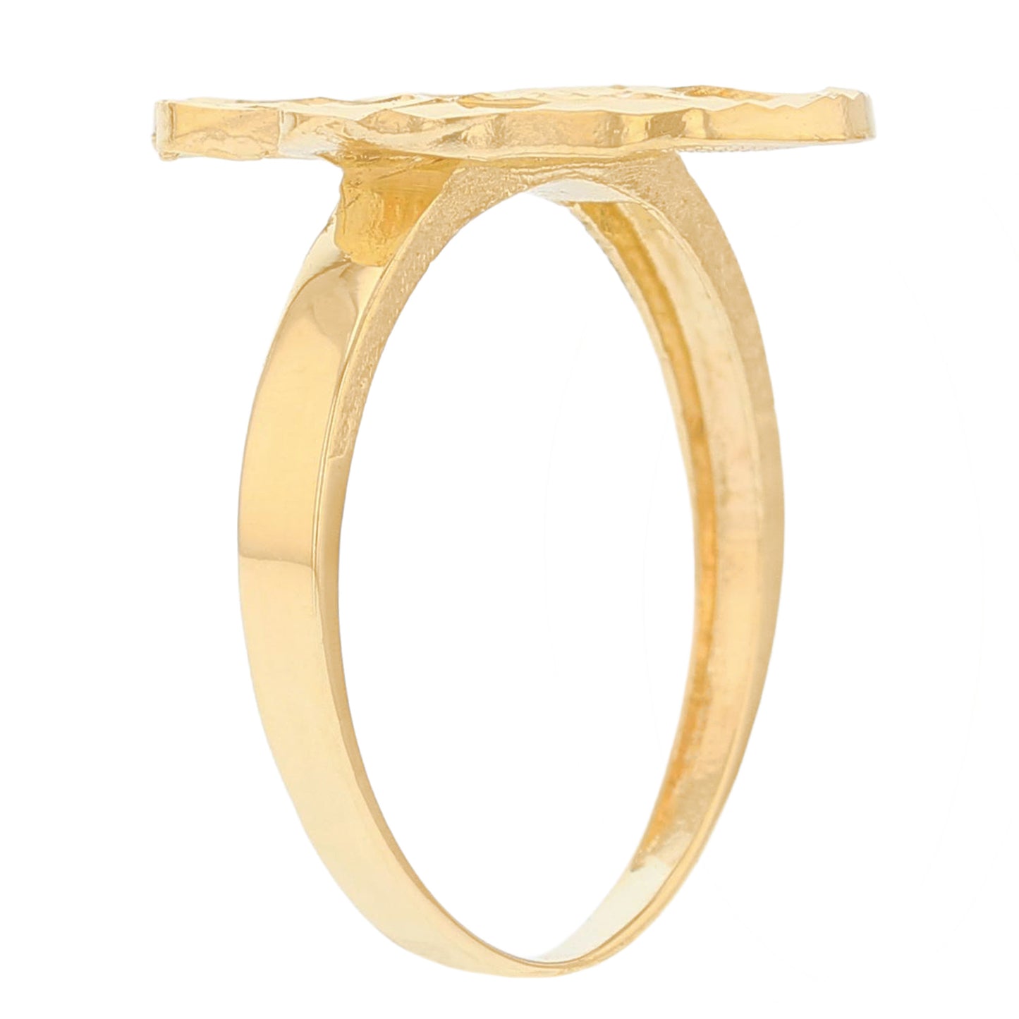 Gold Medium Hamsa Womens Diamond Cut Ring (emgeedi# R14235)
