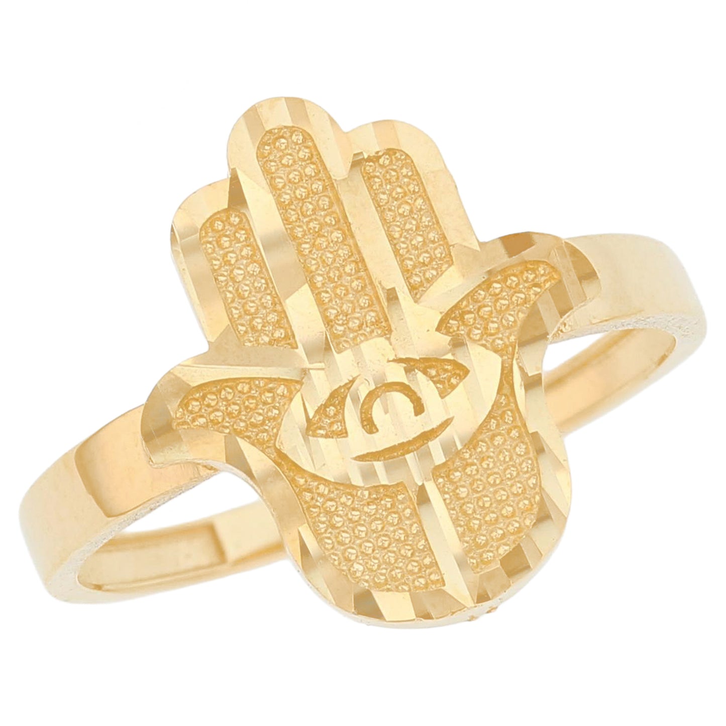 Gold Small Hamsa Womens Diamond Cut Ring (emgeedi# R14236)