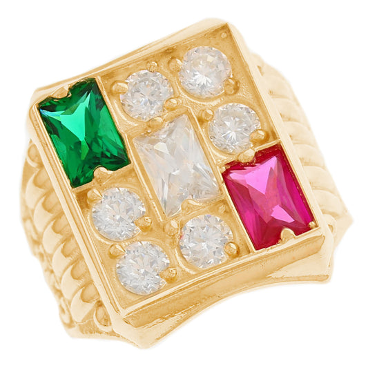 Gold Cluster White CZ Mens Ring (emgeedi# R6996)