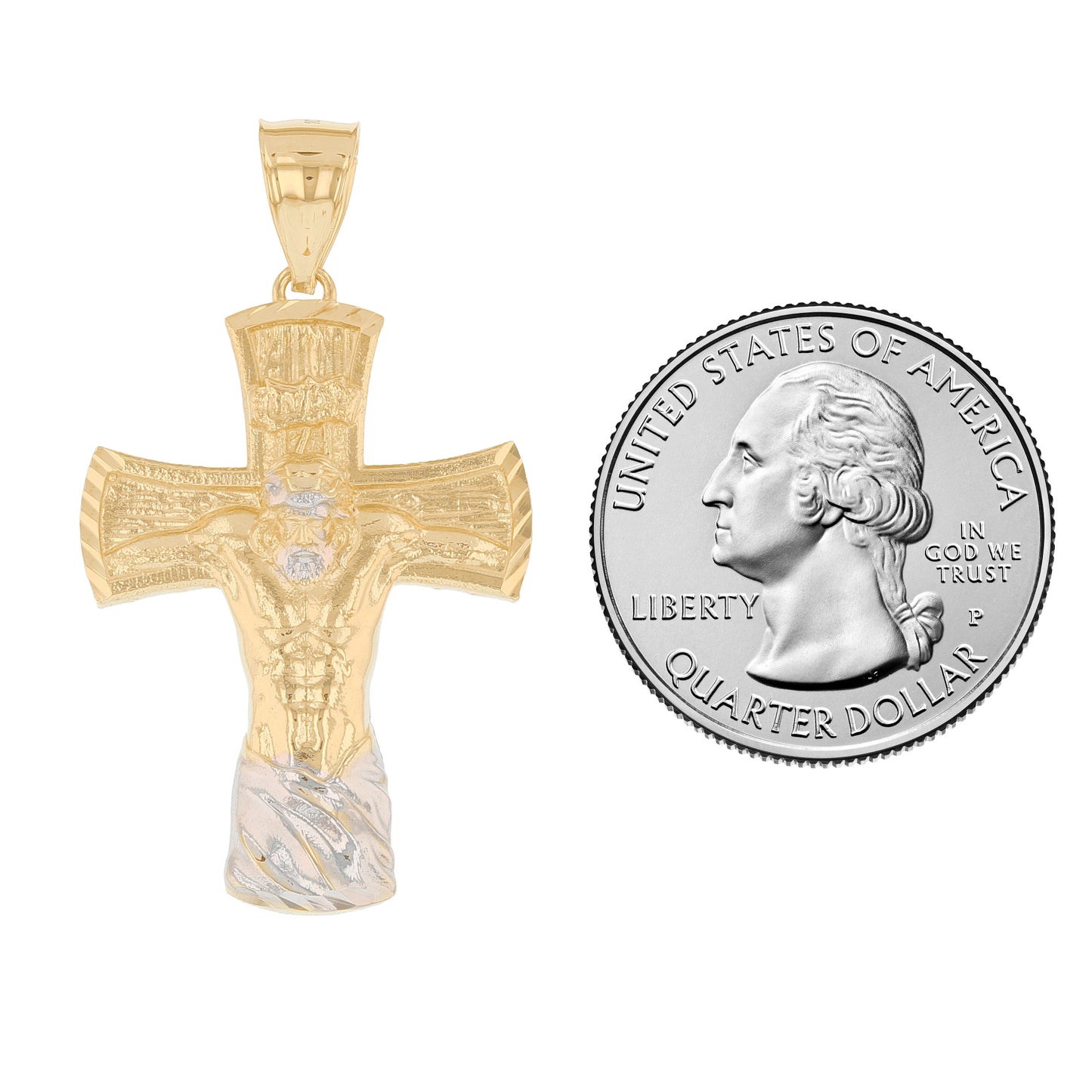 Gold INRI Jesus Cross Crucifix Mens Diamond Cut Religious Pendant (emgeedi# P13917)
