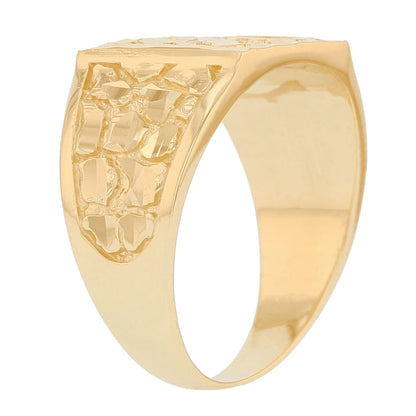 Gold Small Square Mens Diamond Cut Nugget Ring (emgeedi# R13870)