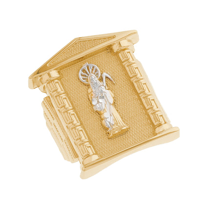 Gold Santa Muerte Mens House Style Religious Ring (emgeedi# R12875)