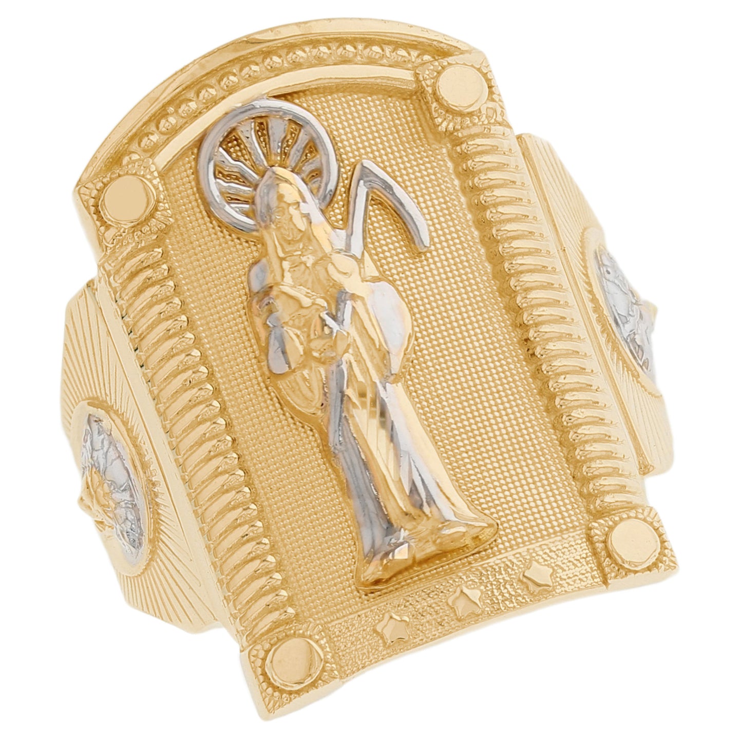 Gold Santa Muerte Mens Ring (emgeedi# R13264)