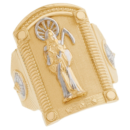 Gold Santa Muerte Mens Ring (emgeedi# R13264)