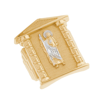 Gold Saint Jude Mens House Style Religious Ring (emgeedi# R12878)