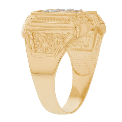 Gold Crucifix Mens Religious Ring (emgeedi# R13079)