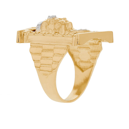 Gold Egyptian Queen Nefertiti Mens House Style Ring (emgeedi# R12877)
