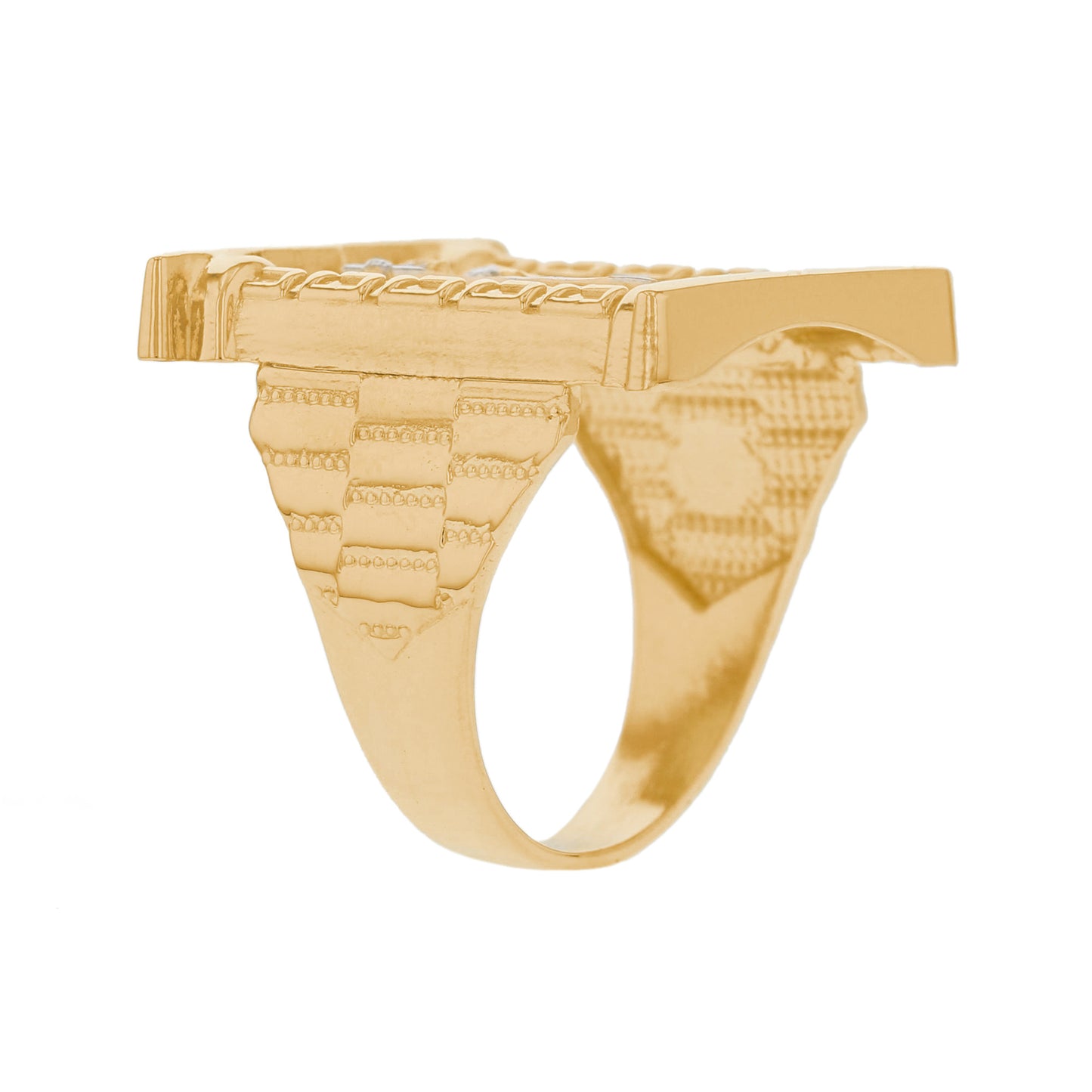 Gold Saint Jude Mens House Style Religious Ring (emgeedi# R12878)