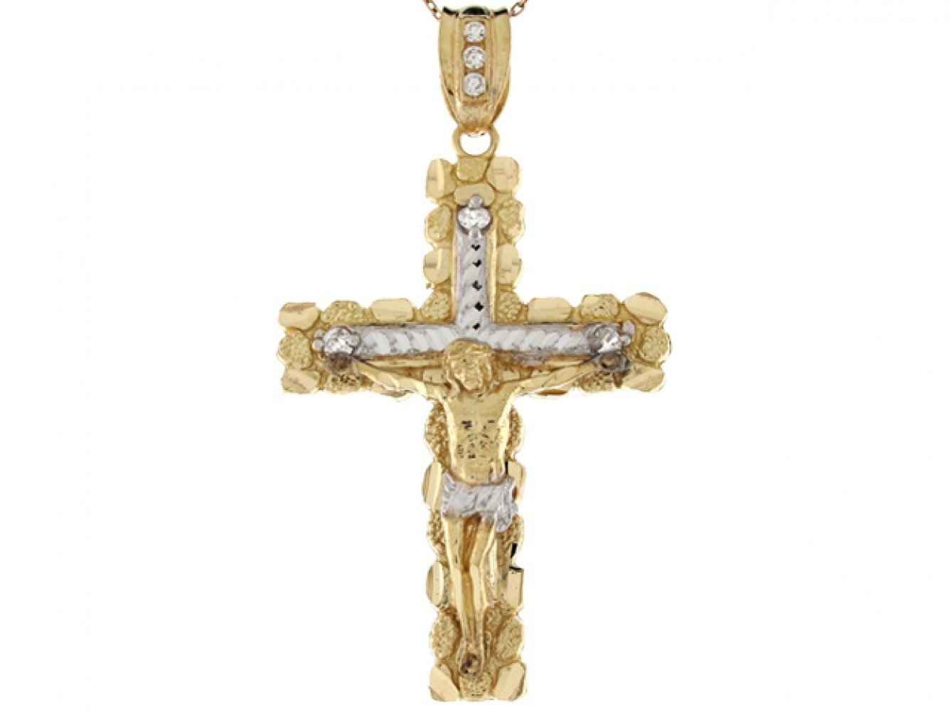 Silver White CZ Unisex Religious Crucifix Pendant (emgeedi# P4133)