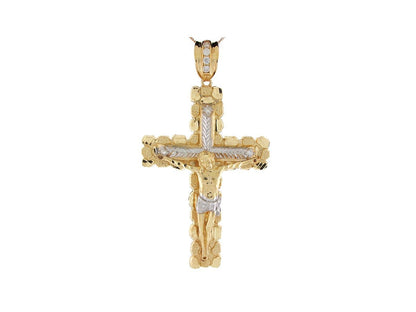 Silver White CZ Mens Religious Crucifix Pendant (emgeedi# P4242)