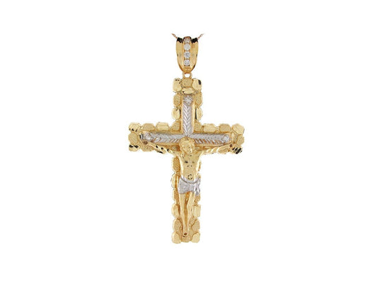 Silver White CZ Mens Religious Crucifix Pendant (emgeedi# P4242)