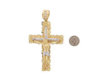 Silver White CZ Mens Religious Crucifix Pendant (emgeedi# P4242)