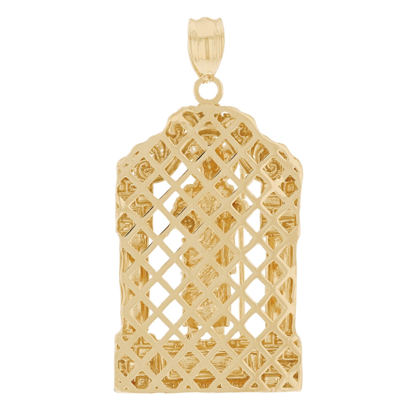 Gold 3D Saint Jude White CZ Mens House Style Religious Pendant (emgeedi# P12520)