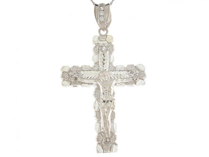 Silver White CZ Unisex Religious Crucifix Pendant (emgeedi# P4133)