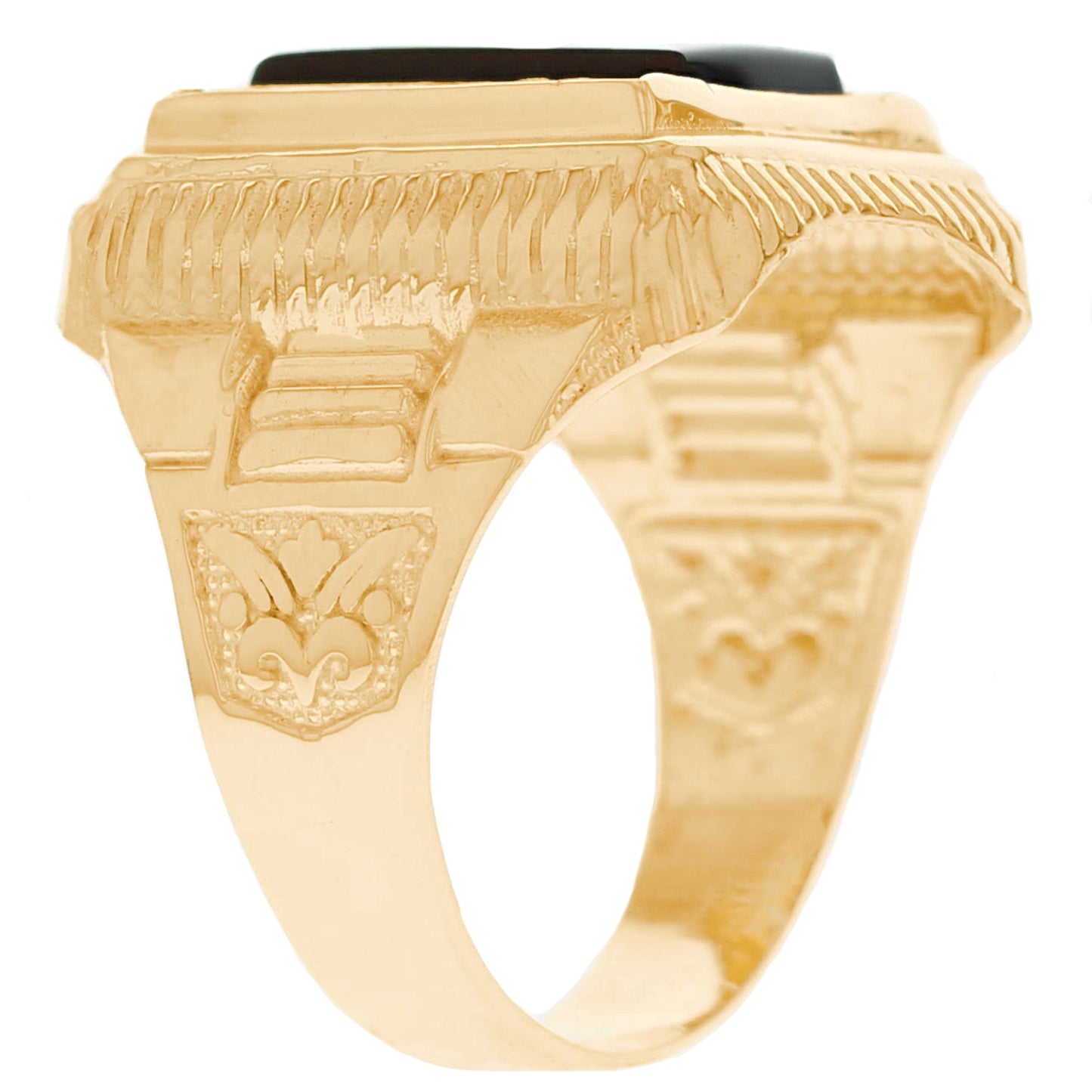 Gold Rectangle Onyx Black Mens Ring (emgeedi# R2281)