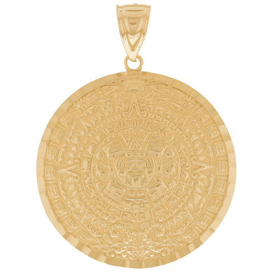 Gold Aztec Calendar Unisex Pendant (emgeedi# P13082)