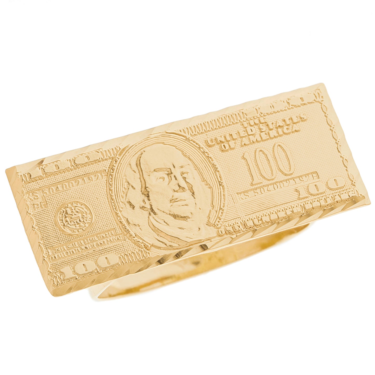 Gold 3.1cm Hundred Dollar Mens Ring (emgeedi# R12680)