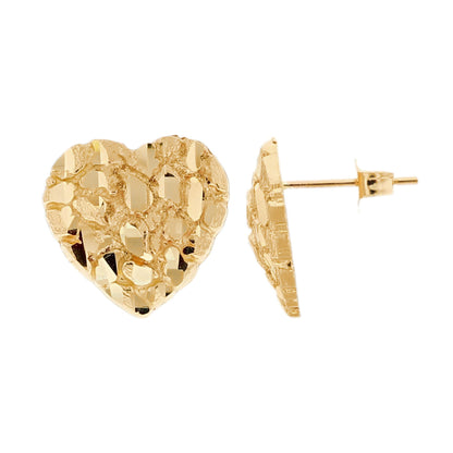 Gold Small Womens Heart Nugget Earring (emgeedi# E12056)