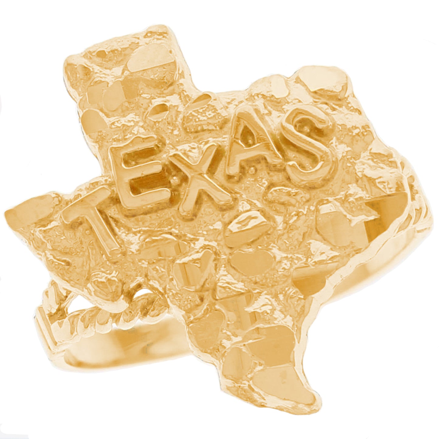 Gold Texas Nugget Unisex Ring (emgeedi# R13335)
