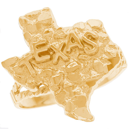 Gold Texas Nugget Unisex Ring (emgeedi# R13335)
