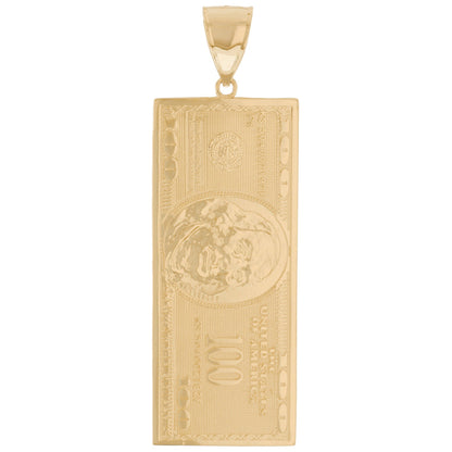 Gold XXL Hundred Dollar Bill Unisex Money Symbol Pendant (emgeedi# P12615)