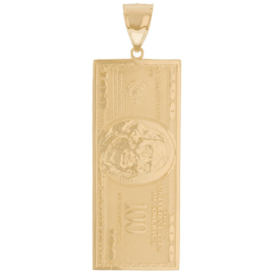 Gold XXL Hundred Dollar Bill Unisex Money Symbol Pendant (emgeedi# P12615)