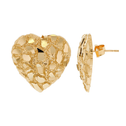 Gold Medium Womens Heart Nugget Earring (emgeedi# E11997)
