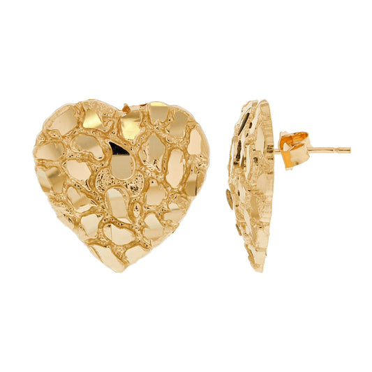 Gold Medium Womens Heart Nugget Earring (emgeedi# E11997)